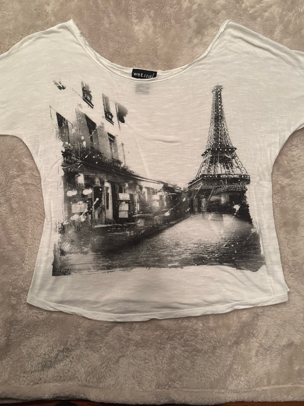 Vintage Y2K Wet Seal Paris Eiffel Tower Graphic Top - XS